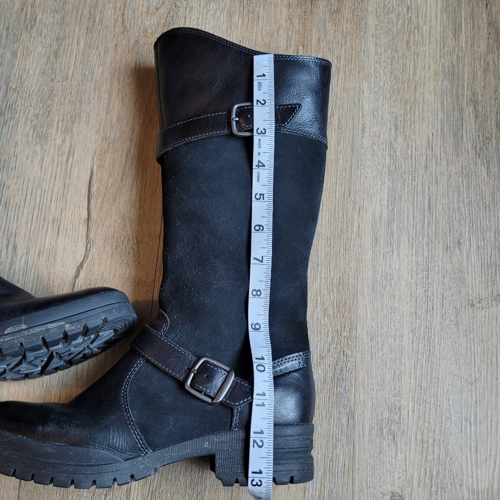 Merrell Black Leather & Suede Mid-Calf Winter Boots - Picture 3 of 11